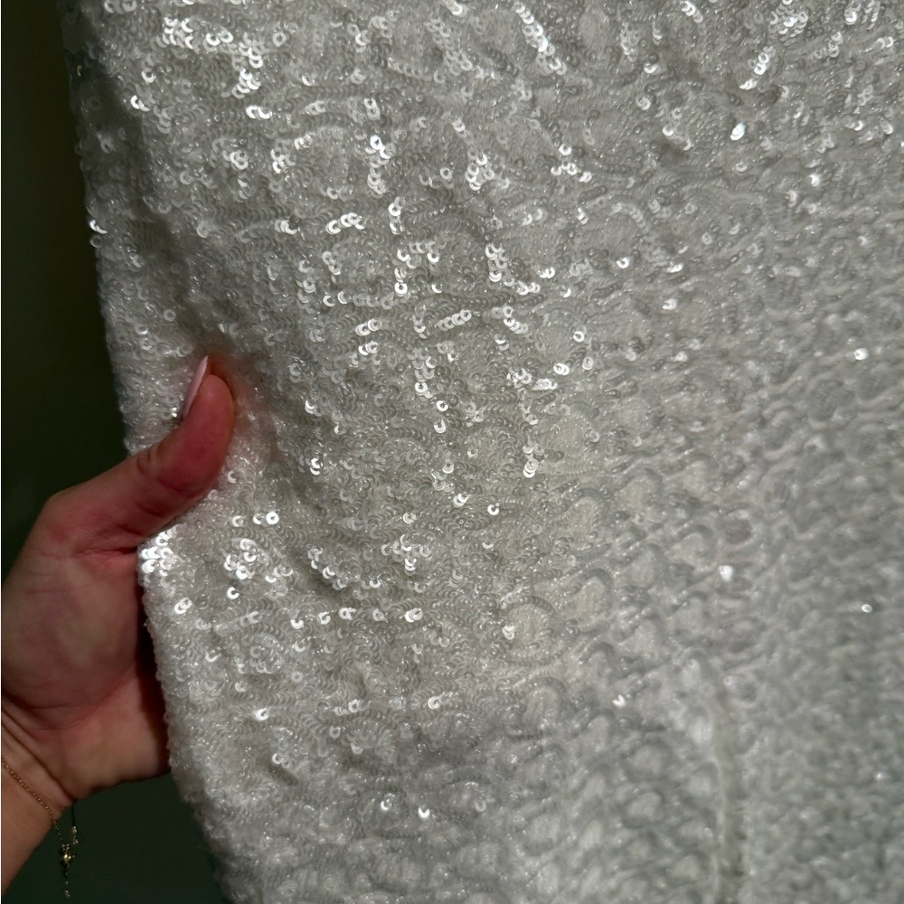 NADINE MERABI White Sequin Jumpsuit - Picture 6 of 7